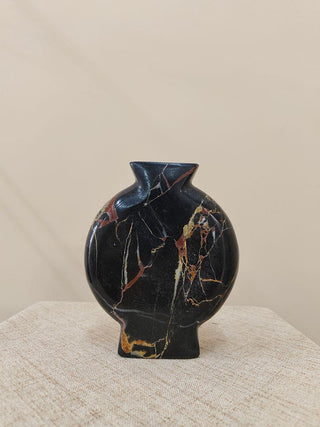 Vetra Noir Marble Vase-Neutral Decor