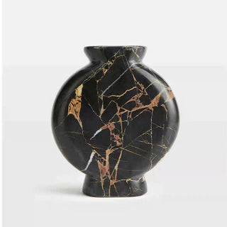 Vetra Noir Marble Vase-Neutral Decor