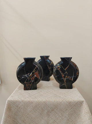 Vetra Noir Marble Vase-Neutral Decor
