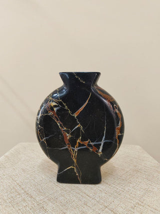 Vetra Noir Marble Vase-Neutral Decor