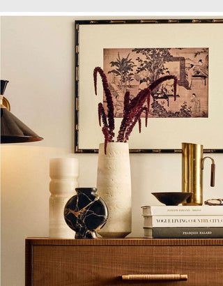 Vetra Noir Marble Vase-Neutral Decor