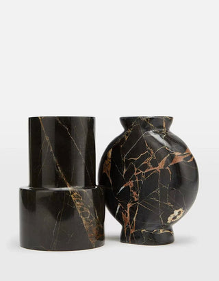 Vetra Noir Marble Vase-Neutral Decor