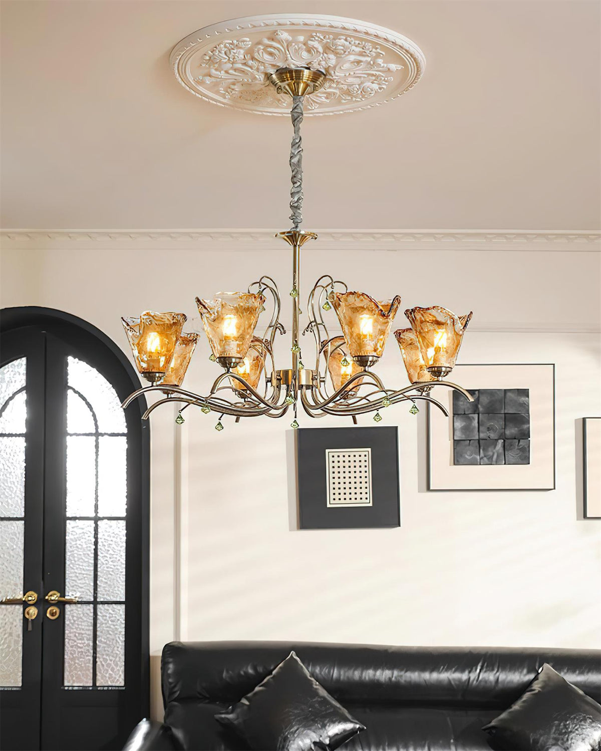 Givona Floral Glass Chandelier-Neutral Decor