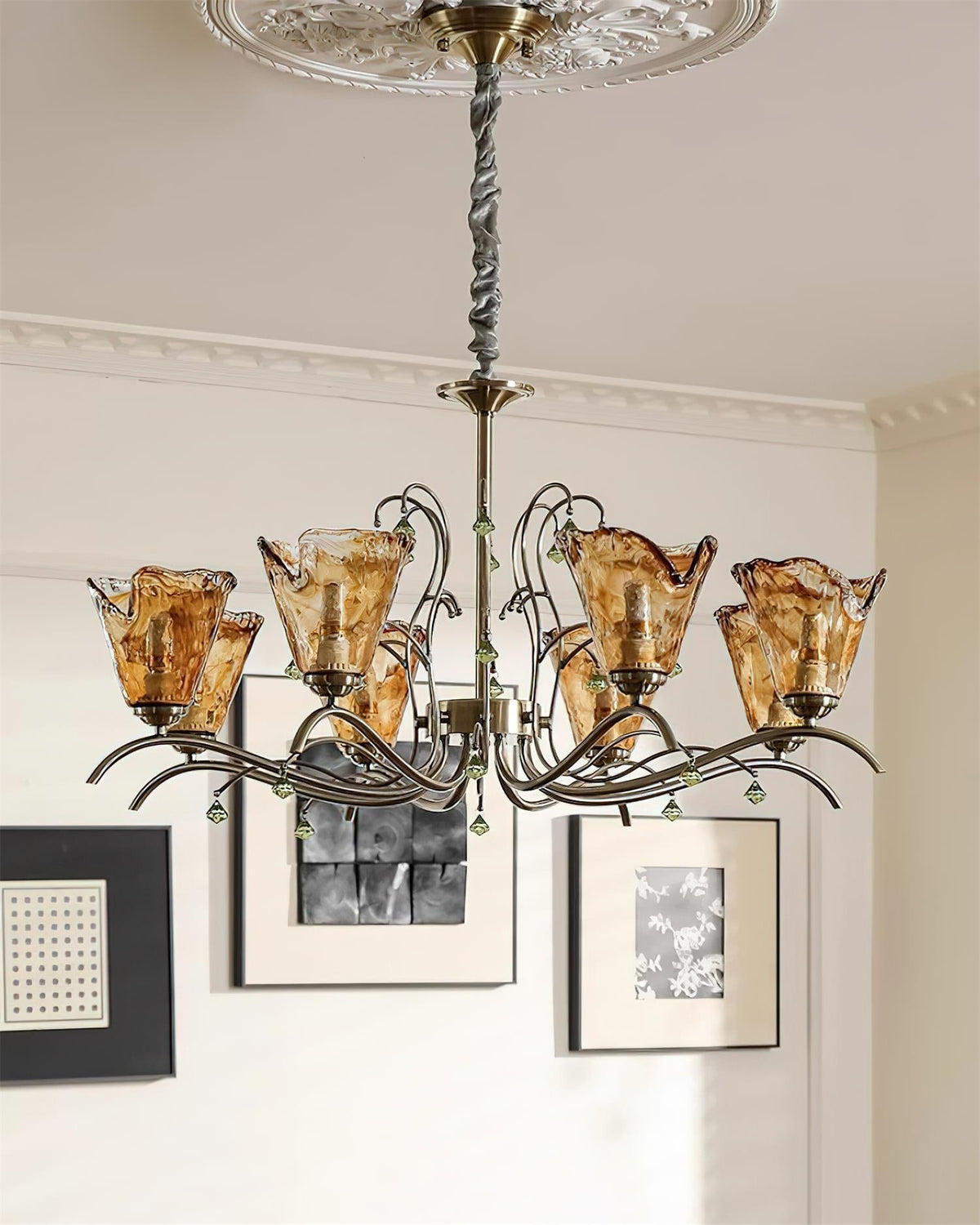Givona Floral Glass Chandelier-Neutral Decor