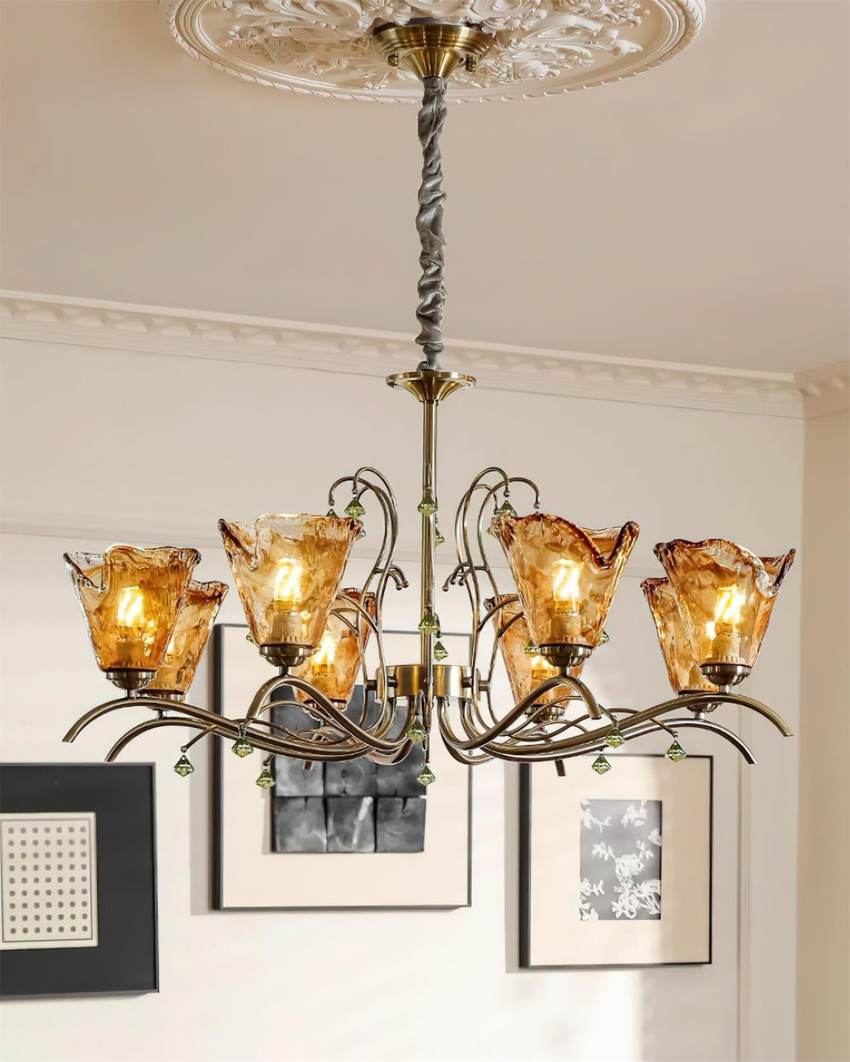 Givona Floral Glass Chandelier-Neutral Decor