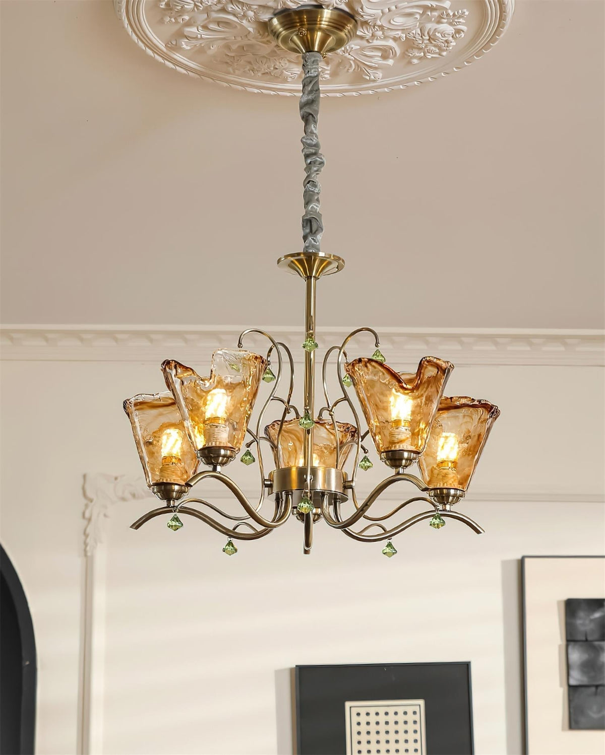 Givona Floral Glass Chandelier-Neutral Decor