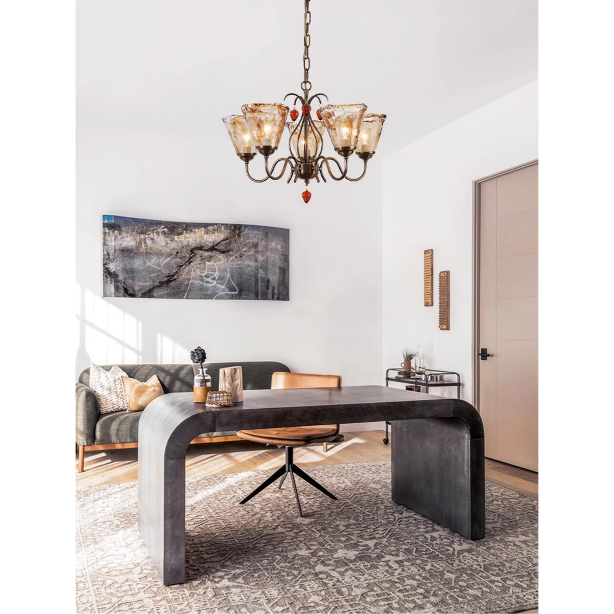Evzorira Lustre Cristal Verre Industriel Luxe Vintage