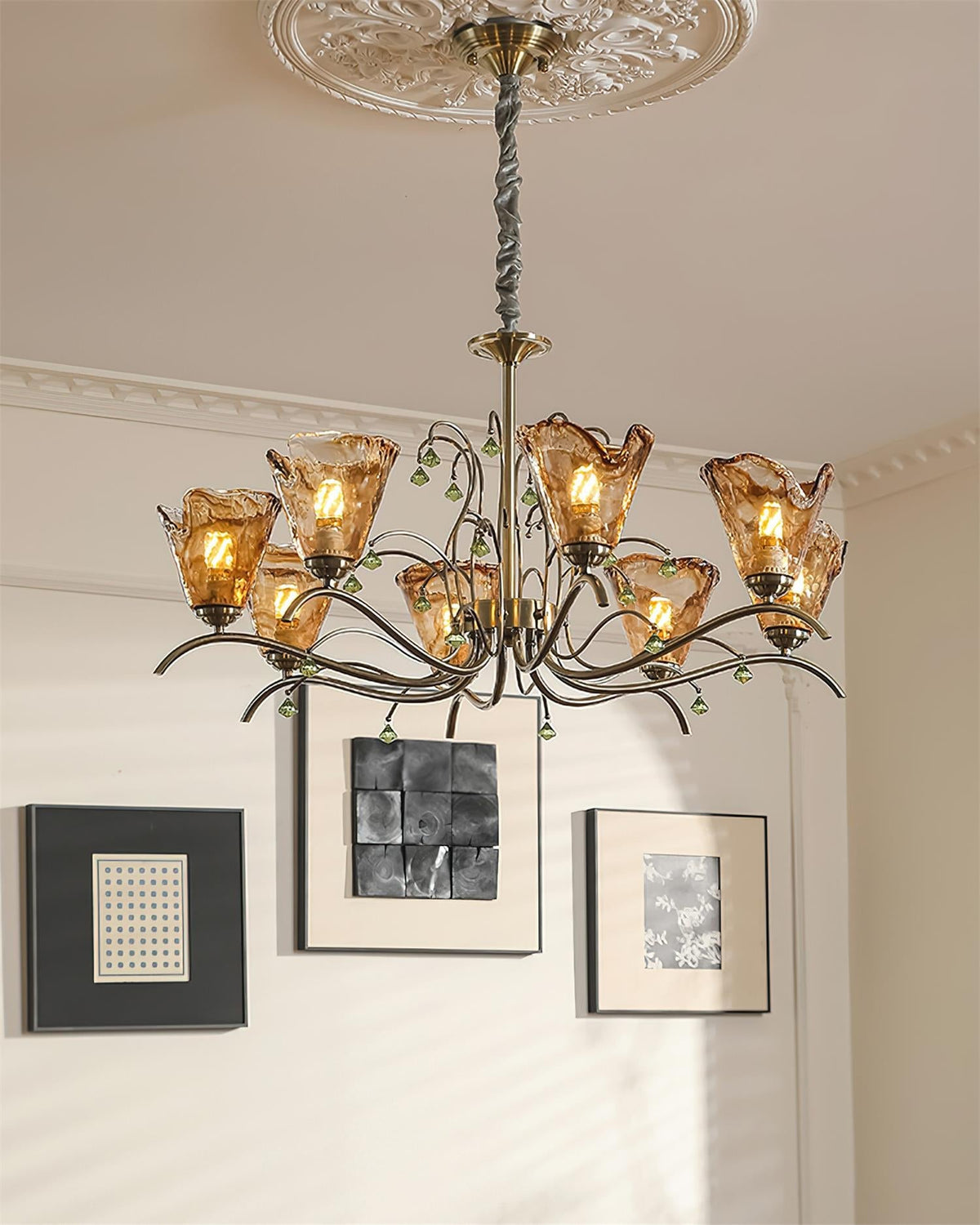 Givona Floral Glass Chandelier-Neutral Decor