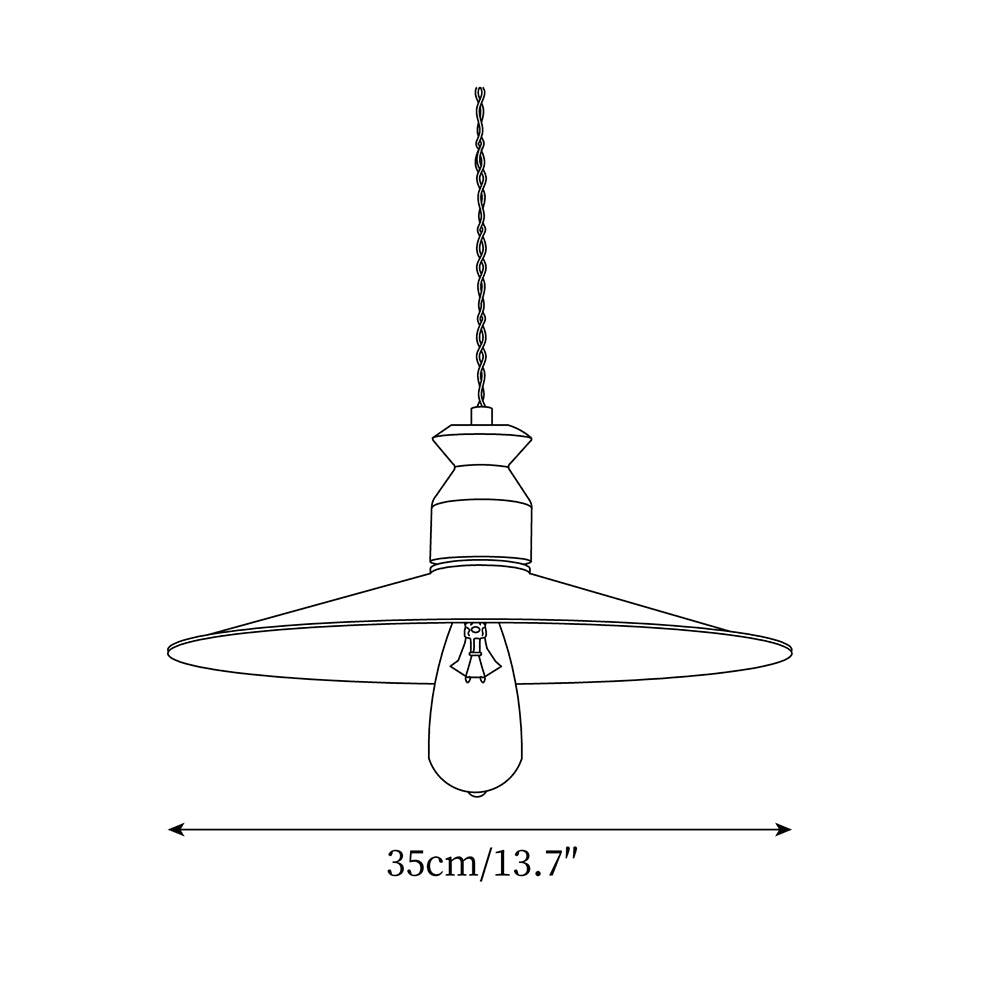 Pendant Lamp Scalloped Brass Shade Walnut Wood Vintage-Neutral Decor