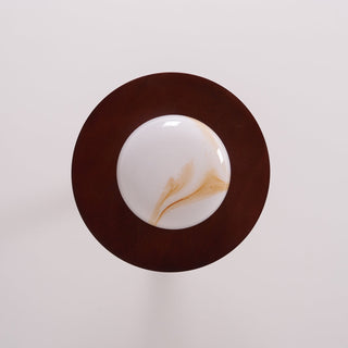 Yeste Plafonnier couleur noyer et imitation albâtre blanche