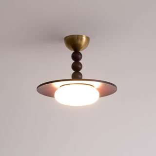 Yeste Plafonnier couleur noyer et imitation albâtre blanche