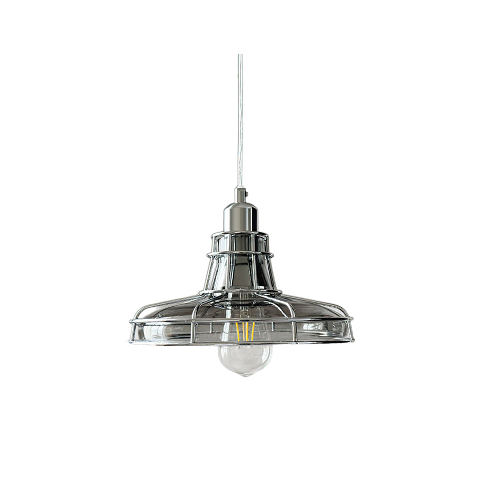 Williston Pendant Light in chrome finish with a clear glass shade.