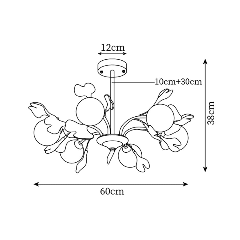 Ginkgo Leaf Chandelier with Frosted Glass Globes-Neutral Decor