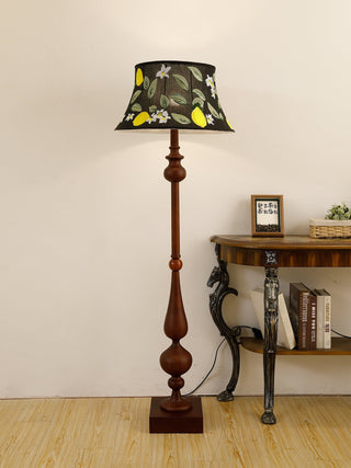Floren Lampadaire en Bois Et Tissu Classique