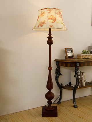 Floren Lampadaire en Bois Et Tissu Classique