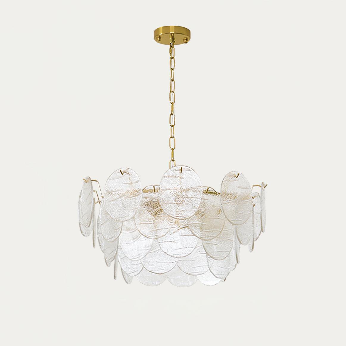 Chandelier Glass Discs Metal Frame Gold Finish Victorian-Neutral Decor