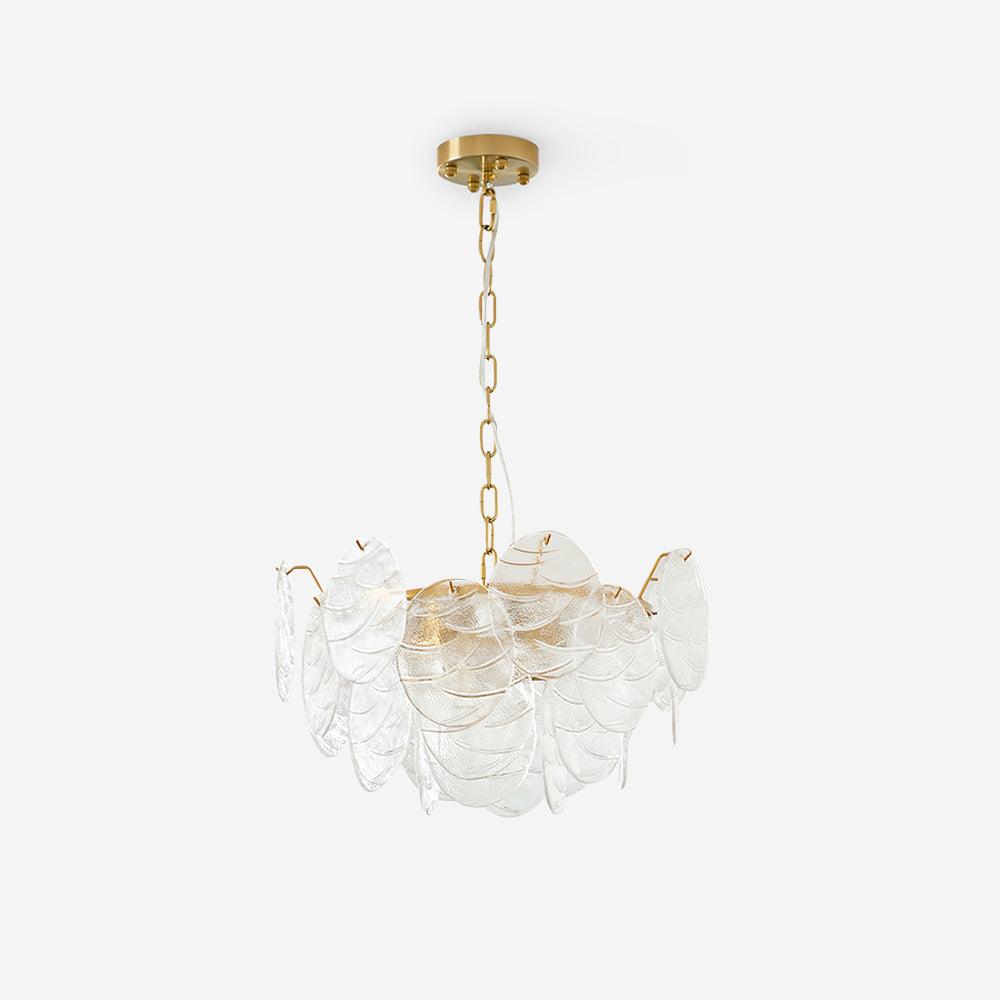 Chandelier Glass Discs Metal Frame Gold Finish Victorian-Neutral Decor