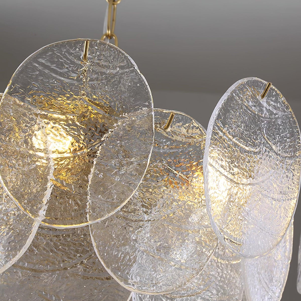 Chandelier Glass Discs Metal Frame Gold Finish Victorian-Neutral Decor