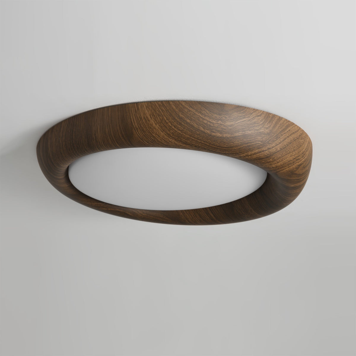 Vikaey Ceiling Light, wood color option, viewed from below.