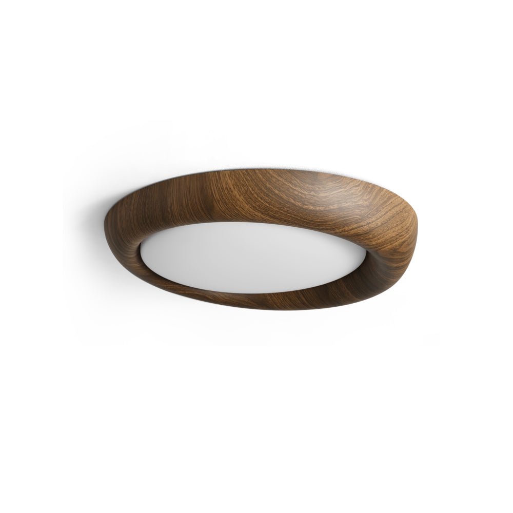 Vikaey Ceiling Light in wood finish, angled view against a white background.