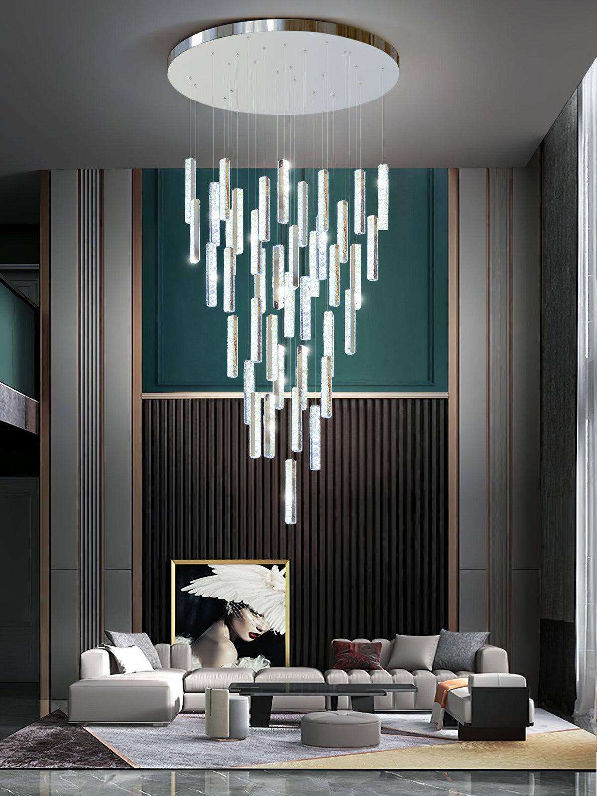 Iselenna Lustre Villa Forci Suspension Argentée Moderne