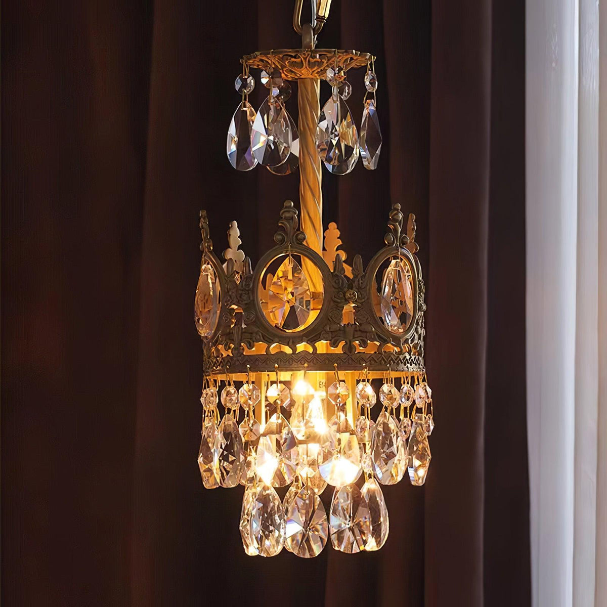 Kellessa Suspension Lampe Gouttelettes de Cristal Vintage