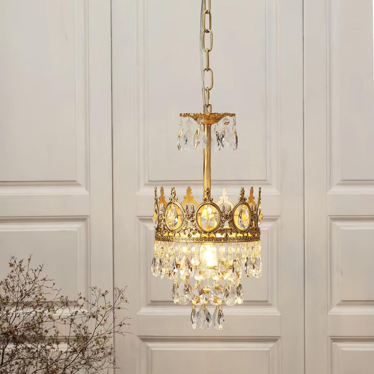 Kellessa Suspension Lampe Gouttelettes de Cristal Vintage