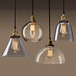 Siroven suspension Industriel en Verre. Clair/Ambre/Gris Fumé-Luire