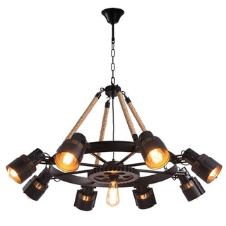 Epoch Suspension LED Industrielle Métal Noir/Corde Café/Bar