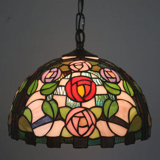 Tiffany Vintage LED Suspension Métal Verre Salon
