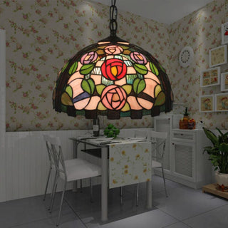 Tiffany Vintage LED Suspension Métal Verre Salon