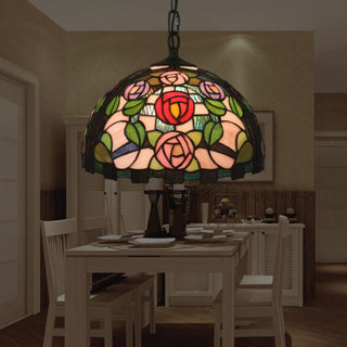 Tiffany Vintage LED Suspension Métal Verre Salon