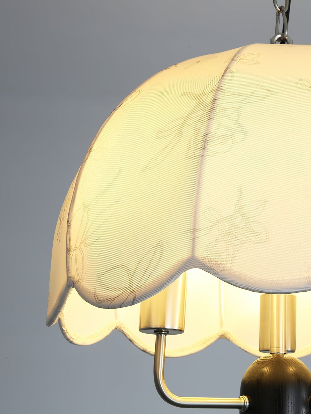 Silvora Vintage Floraison Tissu Bois Pendentif Lampe