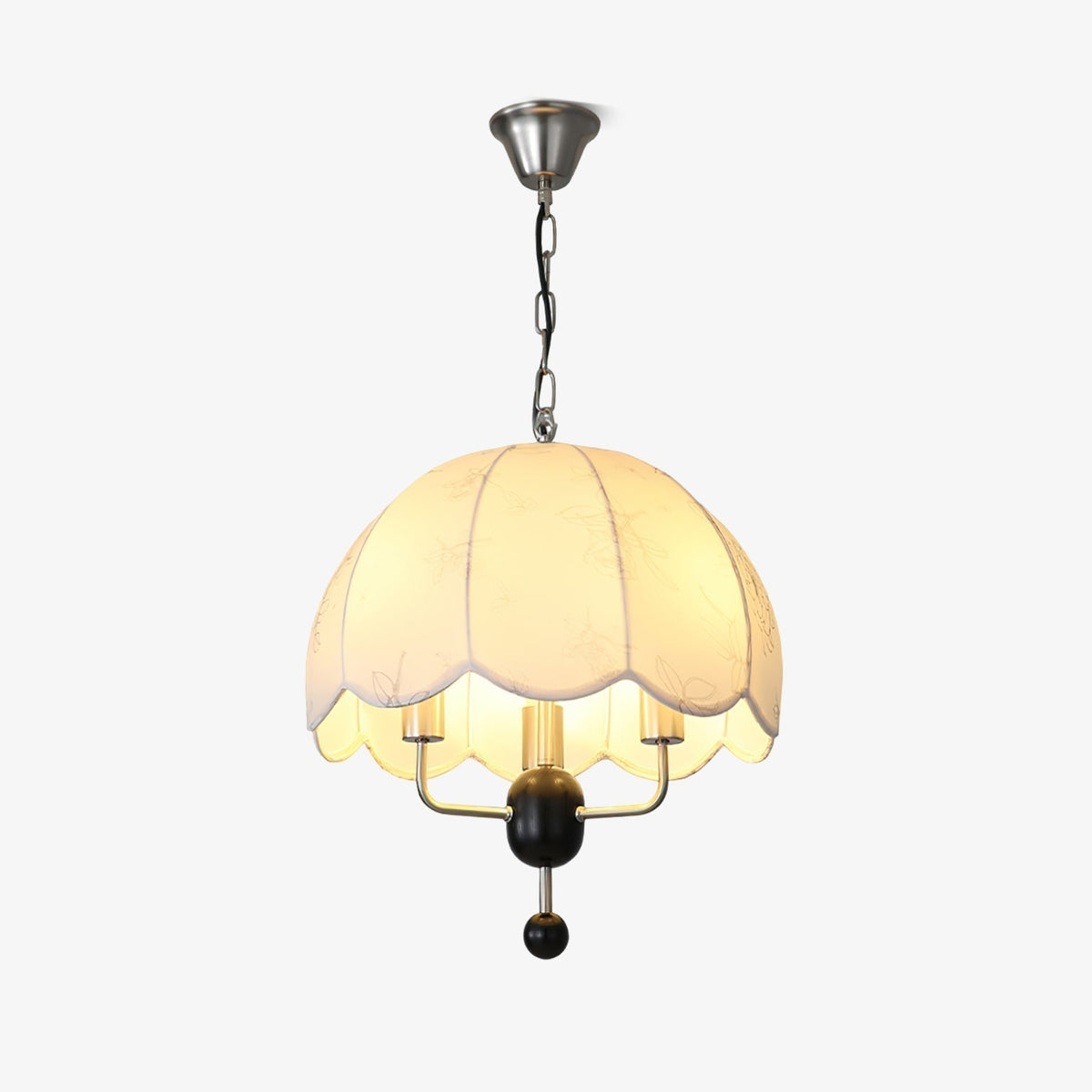 Silvora Vintage Floraison Tissu Bois Pendentif Lampe