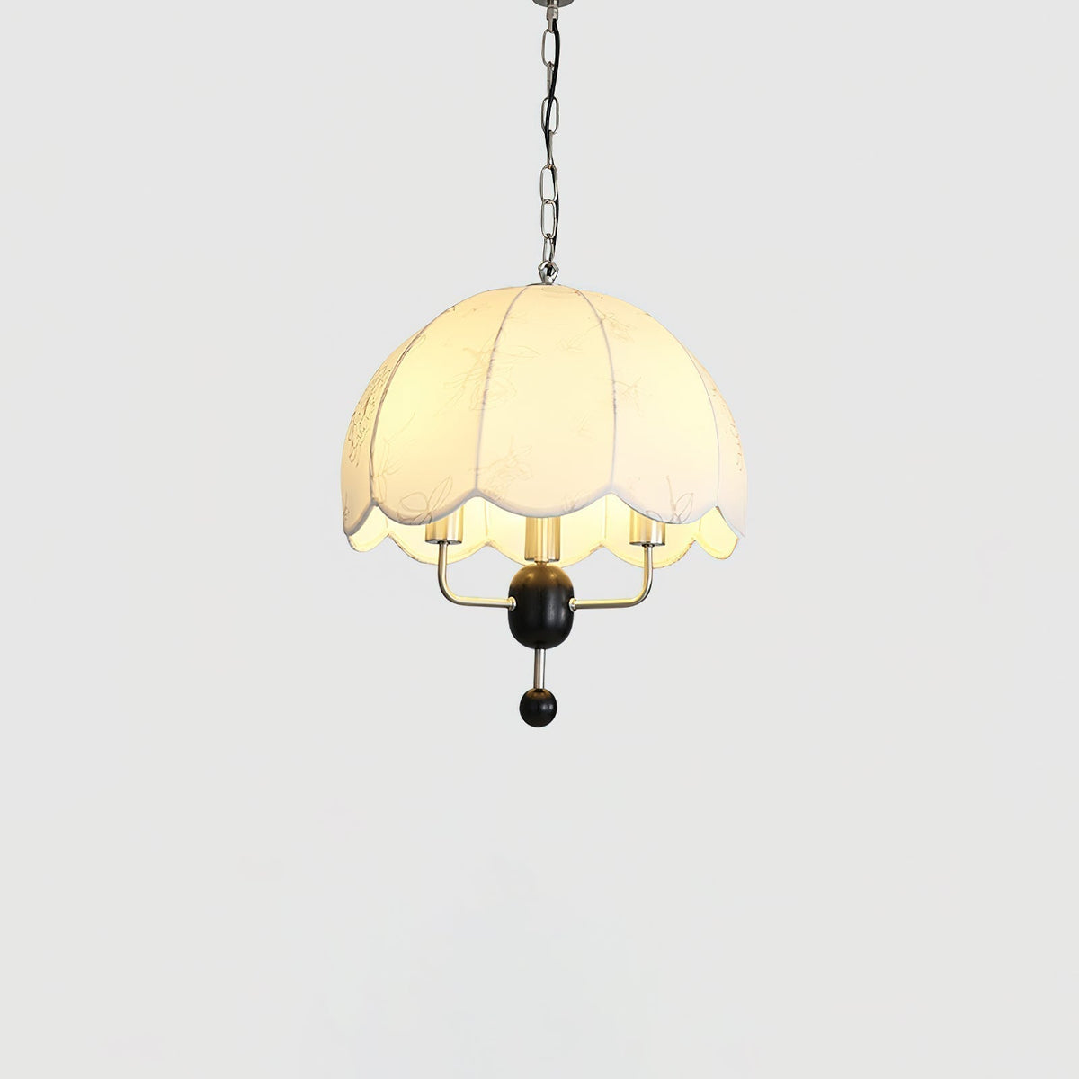 Silvora Vintage Floraison Tissu Bois Pendentif Lampe