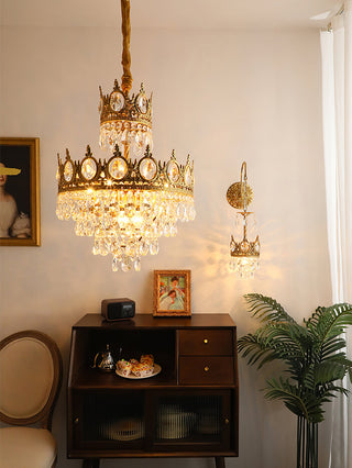 Lustra Suspension Lampe Gouttelettes de Cristal Vintage