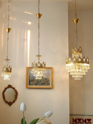 Lustra Suspension Lampe Gouttelettes de Cristal Vintage