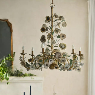 Vintage Floral Chandelier-Neutral Decor