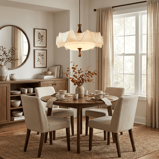 Vintage Floral Scalloped Pendant Light-Neutral Decor