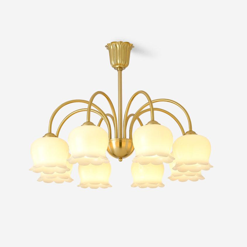 Arvella Chandelier Petal Glass Brass Floral Vintage-Neutral Decor