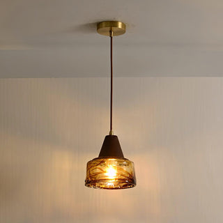 Suspension Amber Verre Bois Haut Ancien Artistique-Luire