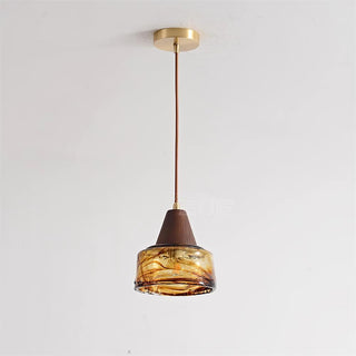 Suspension Amber Verre Bois Haut Ancien Artistique-Luire