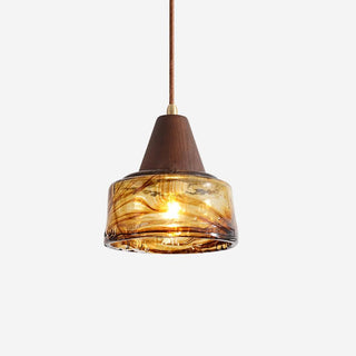 Suspension Amber Verre Bois Haut Ancien Artistique-Luire