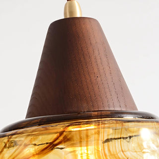 Suspension Amber Verre Bois Haut Ancien Artistique-Luire