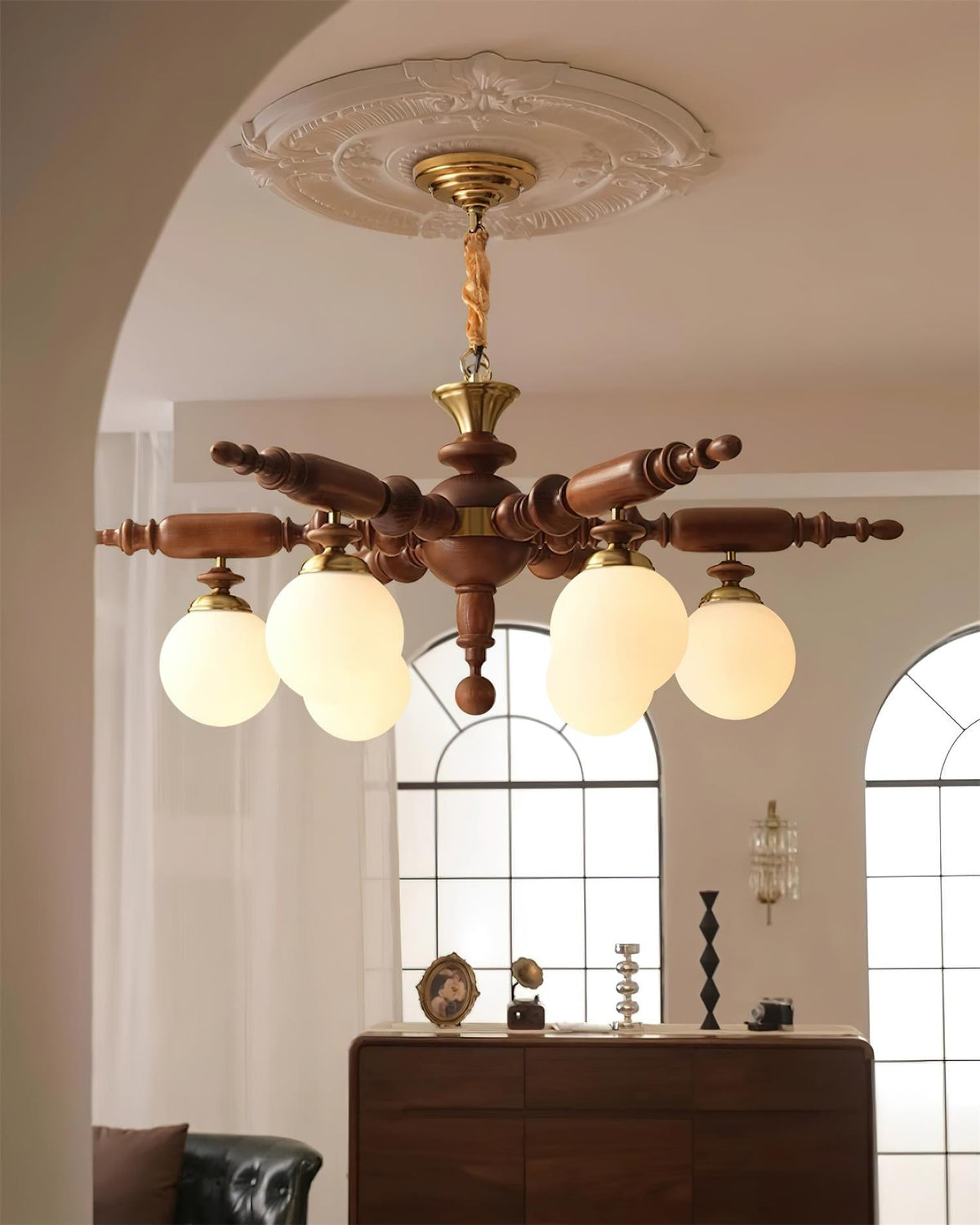 Juvian Wooden Chandelier-Neutral Decor