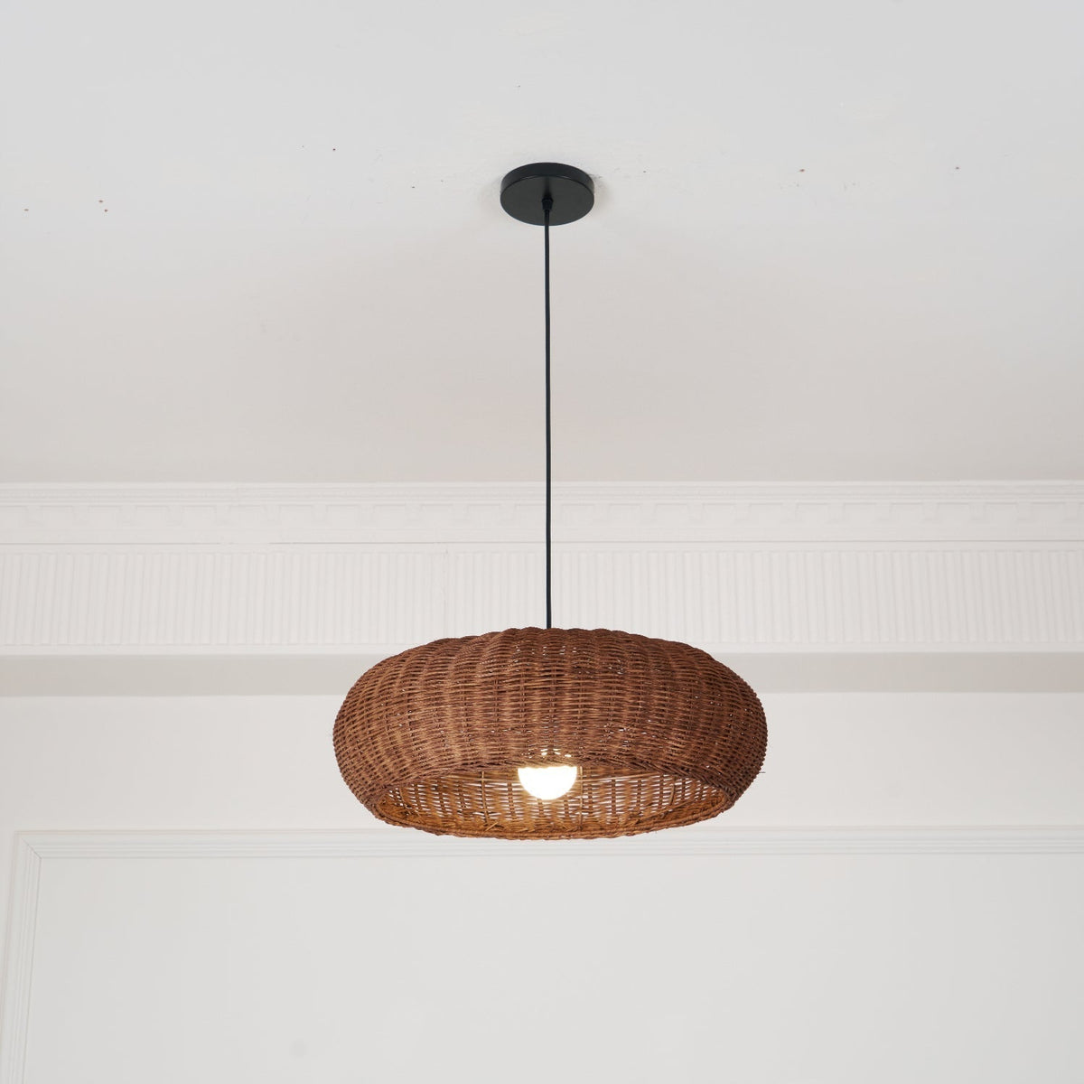 Solvice Vintage Rotin Pendentif Lampe