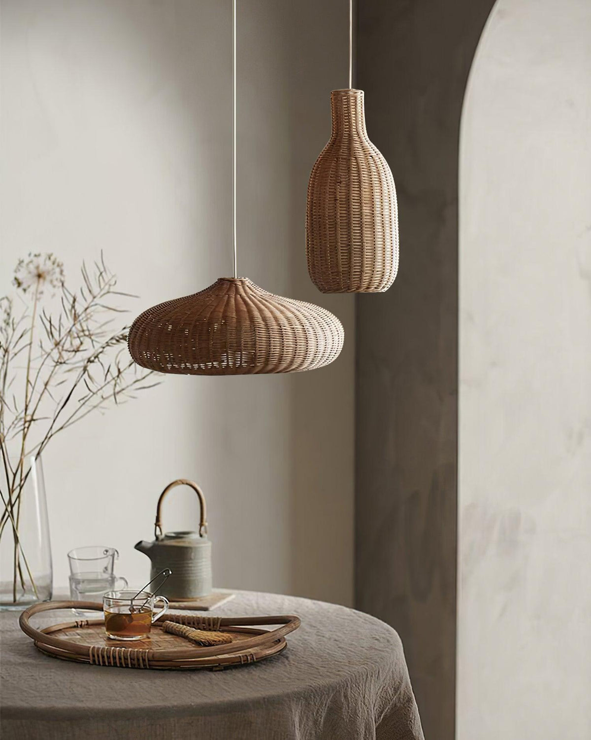Solvice Vintage Rotin Pendentif Lampe