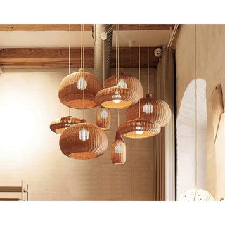 Solvice Vintage Rotin Pendentif Lampe