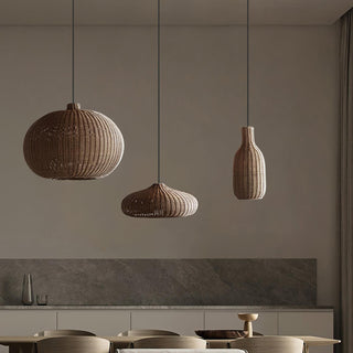 Solvice Vintage Rotin Pendentif Lampe