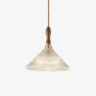 Arcara Vintage Suspension Verre Dépoli Bois Noyer